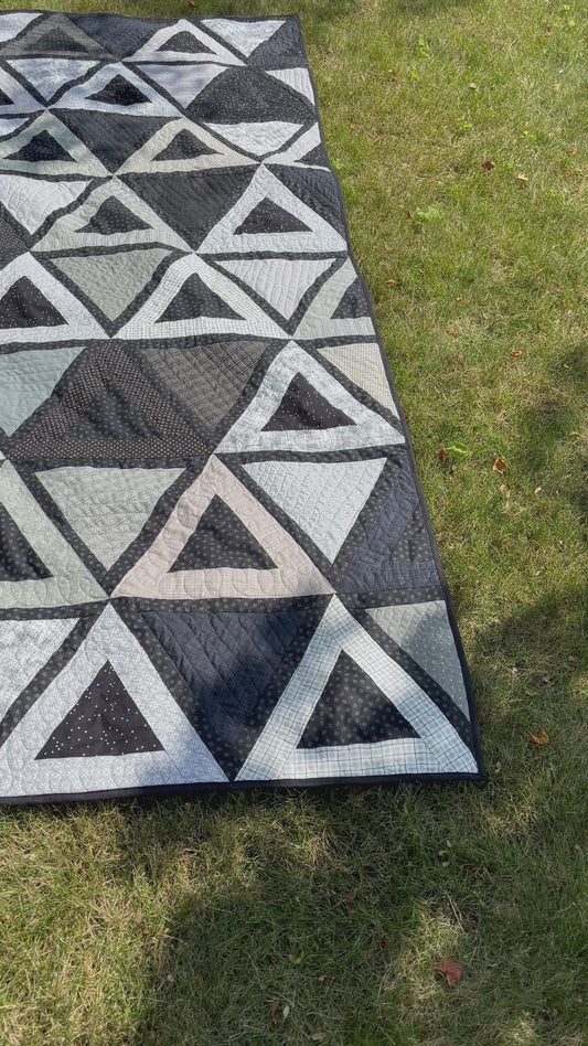 Black, white and gray full size quilt